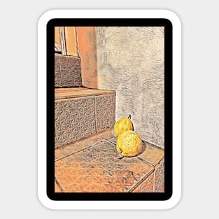 Two pears on a staircase in Berlin Sticker